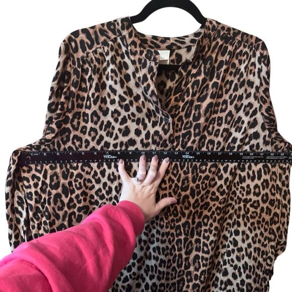H&M- Women’s Oversized Long Sleeve Leopard Print Dress, Size Small - Picture 5 of 9